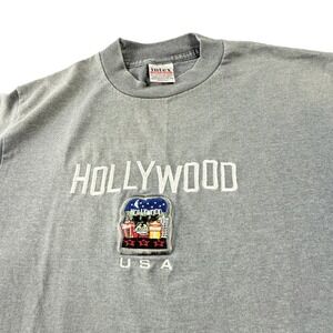Intex Vintage 1990s HOLLYWOOD Embroidered T-Shirt Made In USA Size Medium